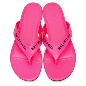 Balenciaga Sandals Logo Print Neon Pink